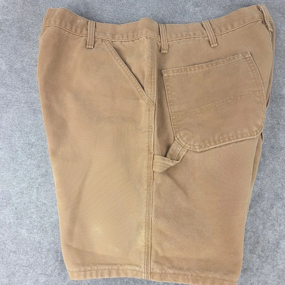 VTG Carhartt Mens Carpenter Shorts Tan Canvas Duck Utility Workwear 37 Waist